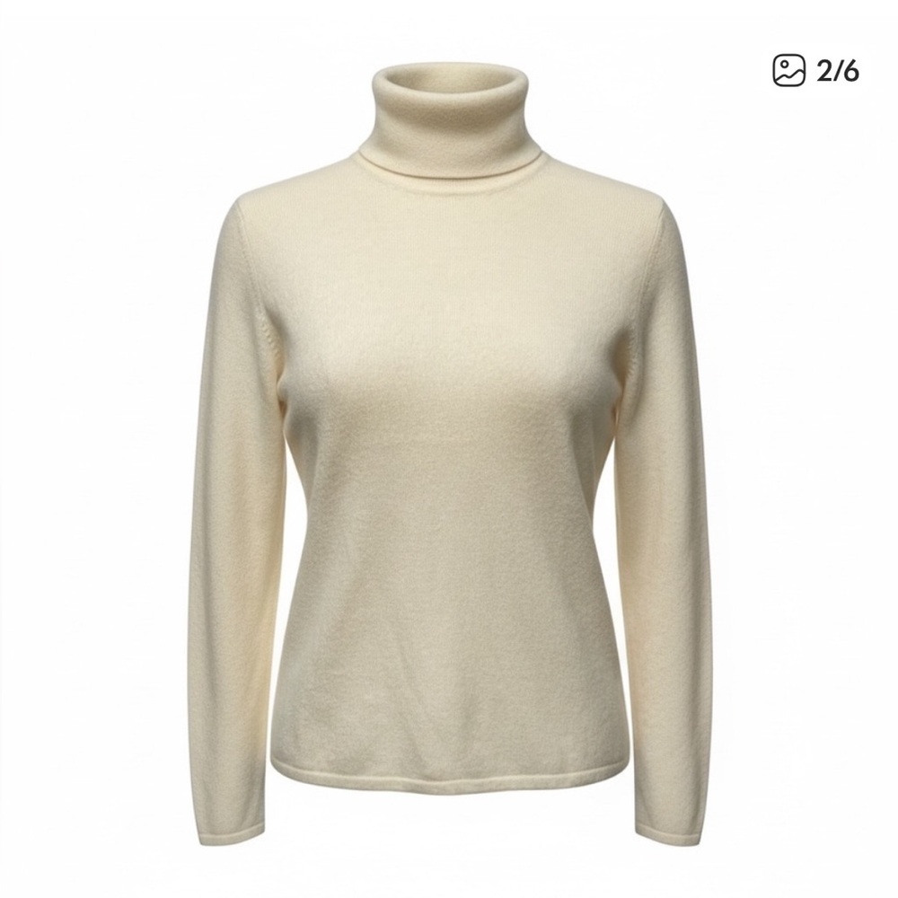 Lord & Taylor Cashmere Fold Over Turtleneck Sweater.